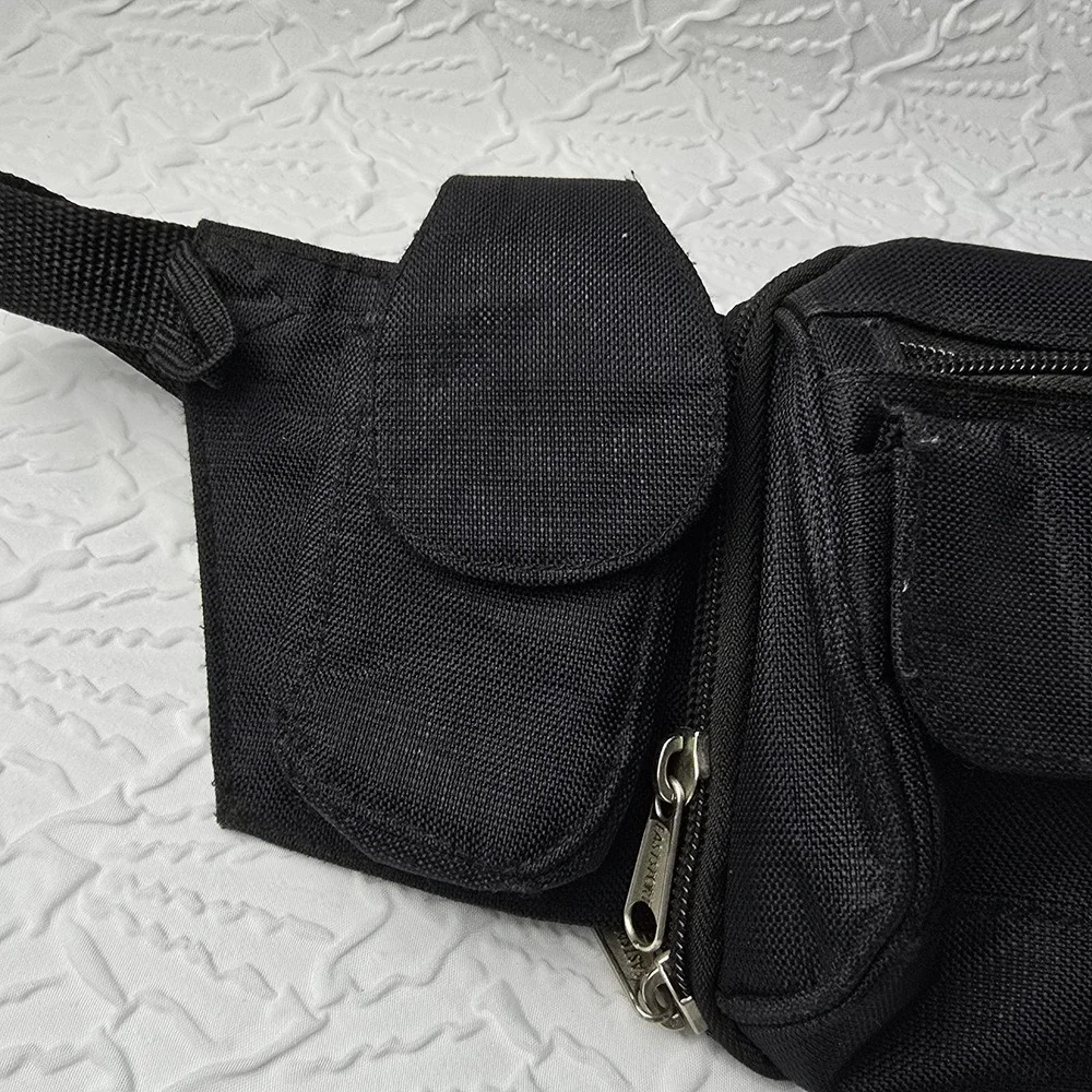 Eastport Fanny Pack 90s Hip Waist Bag 6 Pockets Black Hiking‎ Travel Vintage